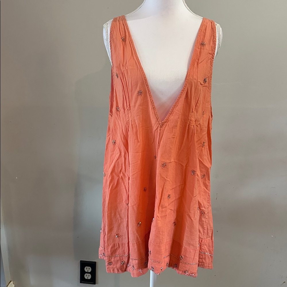 Free People Orange Embellished Swim Coverup